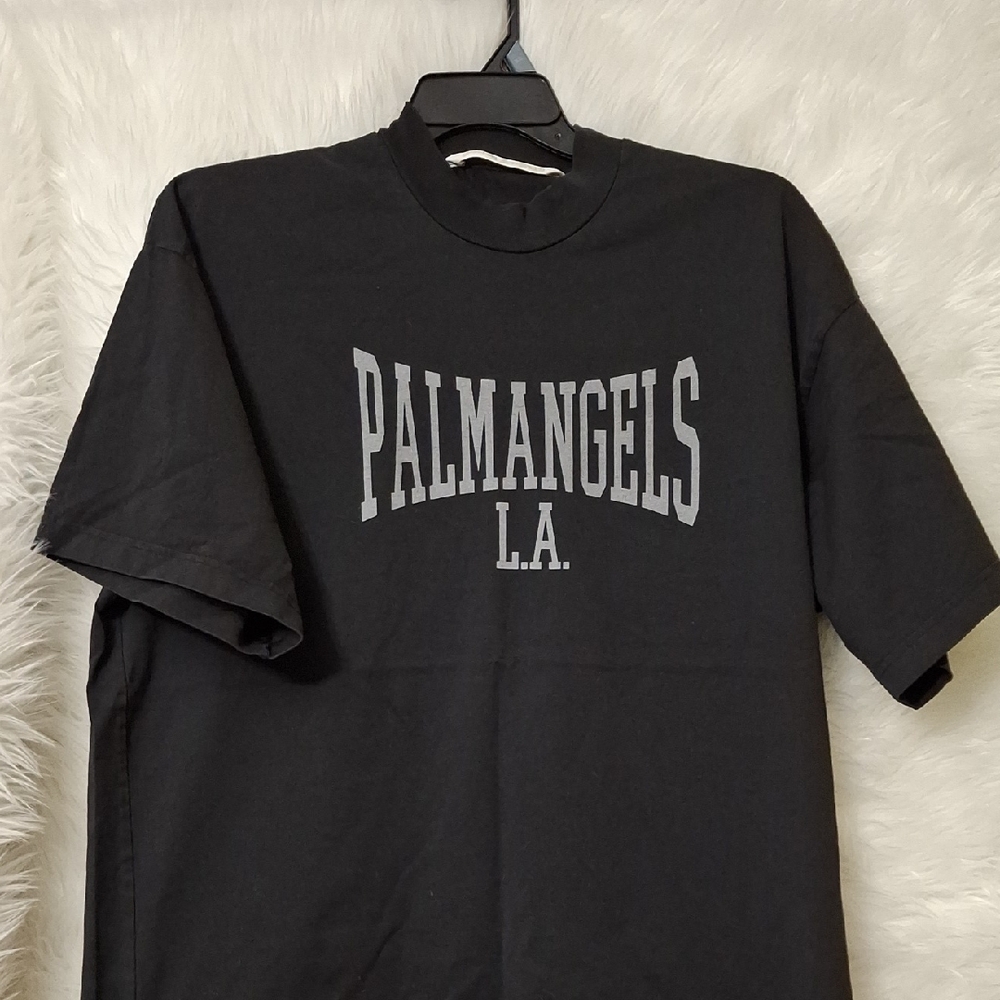 Palm Angels Black Tee with Gray Logo